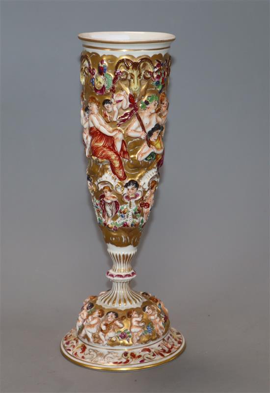 A 19th century Naples Renaissance style stemmed vase height 24cm